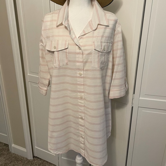 NWOT Dotti Swimsuit Coverup Button Front  Pink Metallic Thread - Picture 3 of 9